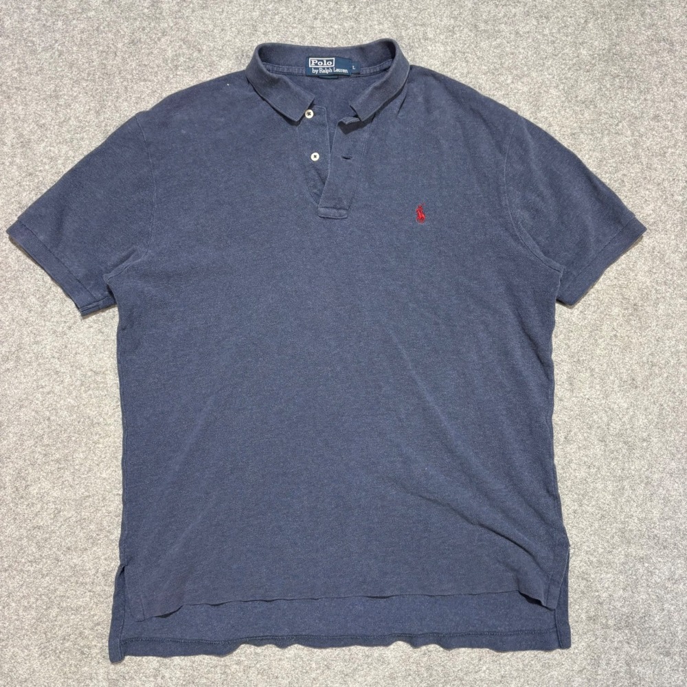 Polo by Ralph Lauren Mens Large Navy Blue Short Sleeve Cotton Pique Polo Shirt
